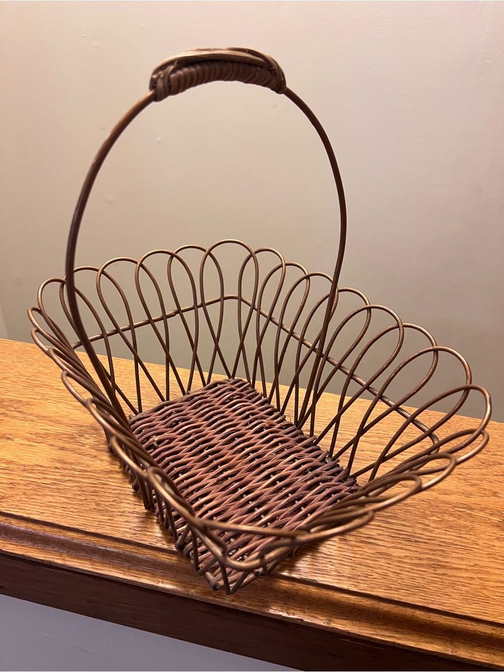 Metal Wire Basket with Handle - Brown